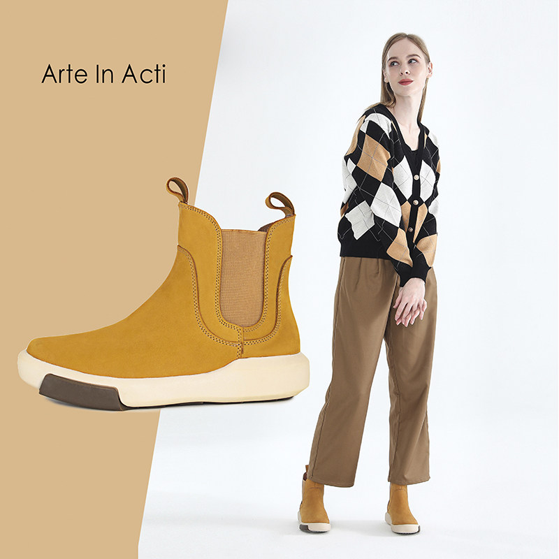 Arte In Acti 英伦风厚底切尔西时尚中筒大黄靴烟筒短靴