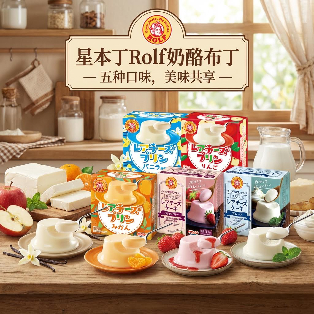 日本进口星本丁罗尔夫水果奶酪布丁原味草香草莓苹果多种口味零食