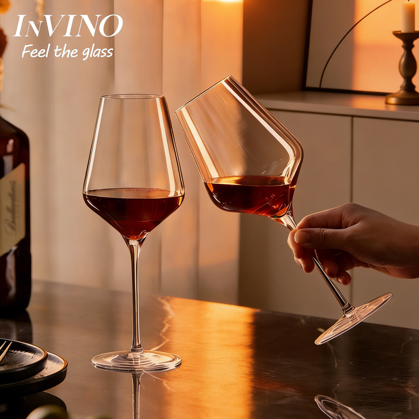 INVINO水晶玻璃红酒杯波尔多酒杯高脚杯轻奢高颜值新款套装醒酒器