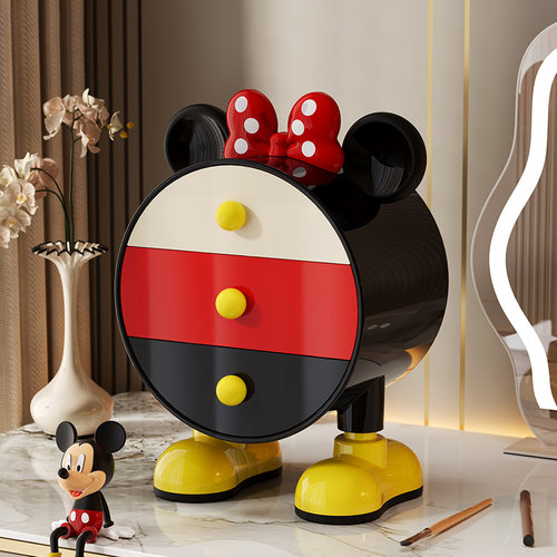 米奇抽屉梳妆台化妆刷口红收纳盒创意摆件桌面化妆箱戒指首饰盒