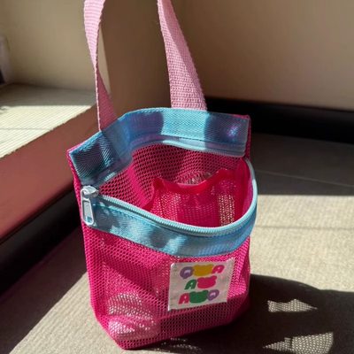 2025新款多巴胺化妆包撞色手提网眼休闲镂空手有用洗漱旅行收纳包