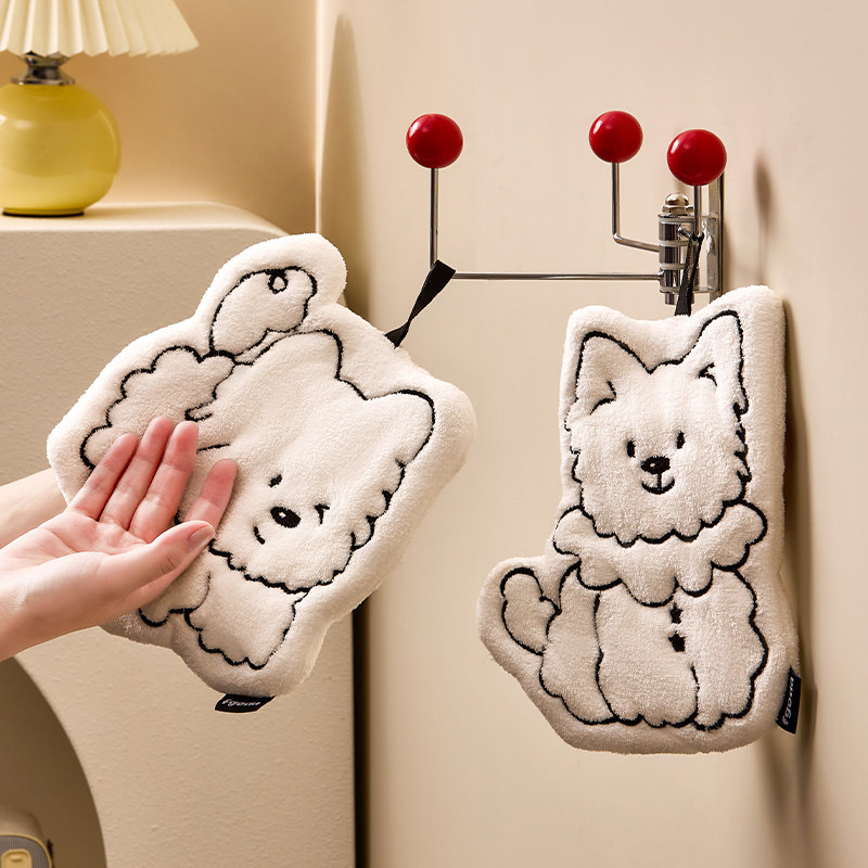 可爱小狗擦手巾挂式超强吸水速干厨房擦手帕专用加厚珊瑚绒抹手巾,家庭/个人清洁工具,厨房擦手巾,淘宝优惠券,粉丝福利购,淘宝优惠卷
