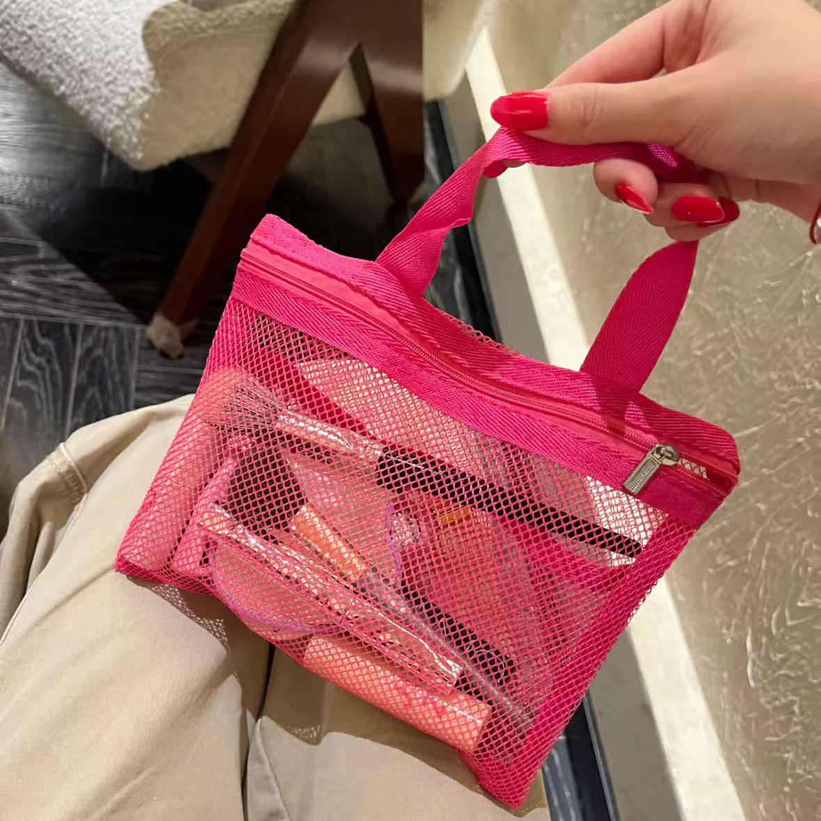 超大容量！旅行游泳沙滩手提网兜