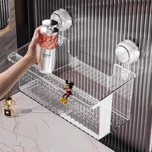 吸盘浴室置物架卫生间洗手洗漱台免打孔挂篮厕所壁挂墙上收纳盒子