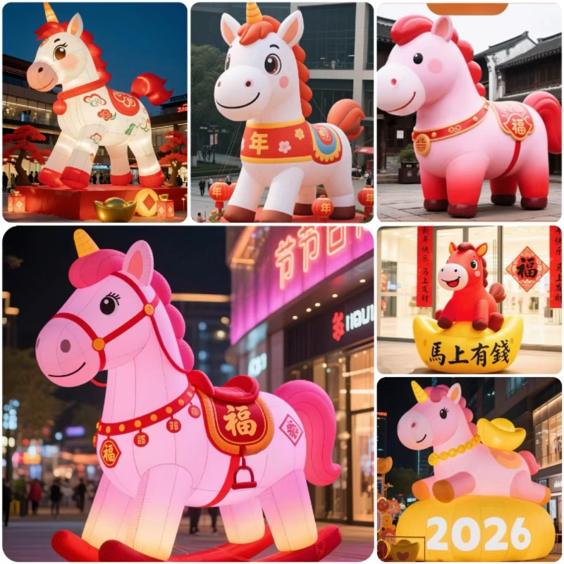 充气马年气模定制元旦新年卡通