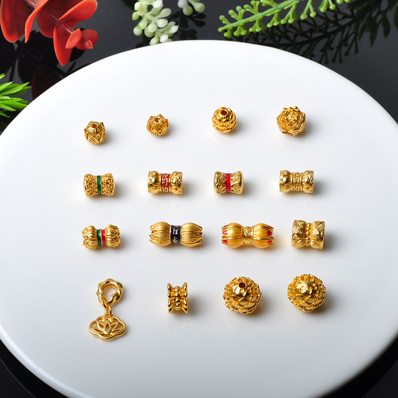 高保色古法莲花台沙金配件