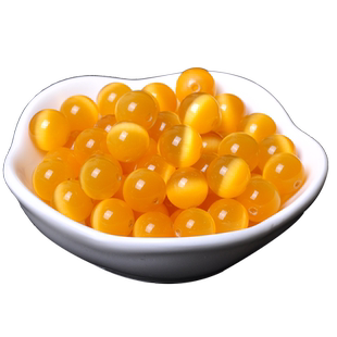 黄色猫眼石珠子散珠diy手工编织项链手链珠水晶串珠饰品配件材料