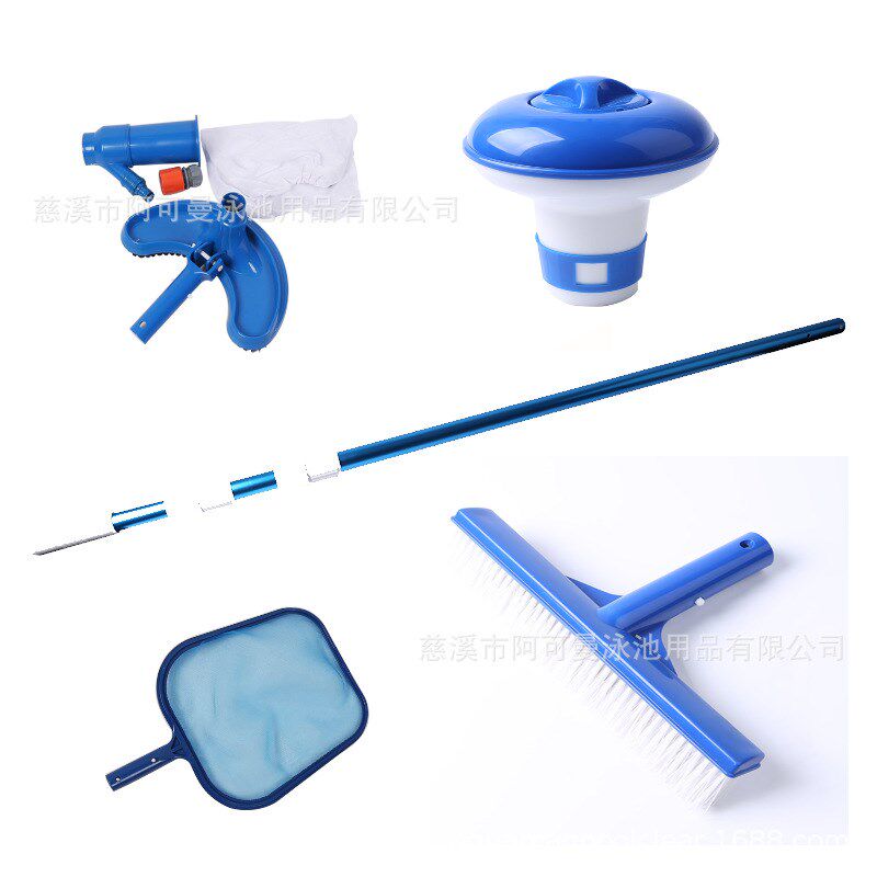 厂家泳池捞叶网喷嘴吸池头投药器套装3节铝管40X3CM波纹铝杆5件套