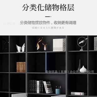 木質儲物柜落地資料柜檔案柜家用帶玻璃門收納柜辦公室柜