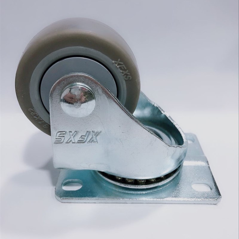 中型单轴TPR万向2.5寸3寸4寸5寸6寸灰色橡胶静音推车脚轮兴锋XFXS