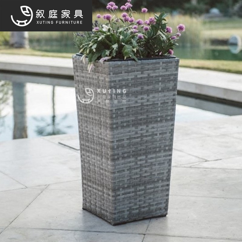 户外藤编花篮田园编织花盆家用客厅庭院别墅露台景区阳台创意花架