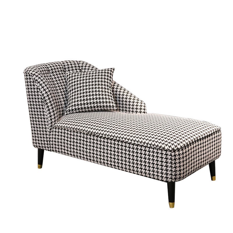 贵妃椅美人榻卧室小户型客厅沙发单人简约现代轻奢千鸟格贵妃躺椅