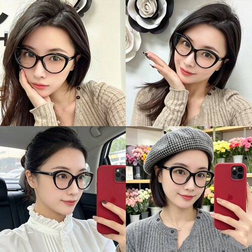 小香眼镜女款素颜猫眼镜框黑玳瑁3464超轻镜架平光有字可配近视