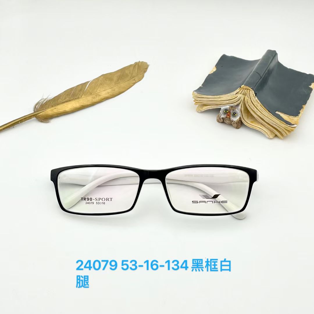 时尚方框年轻态眼镜架超轻优质TR运动休闲男女黑白近视眼镜24079