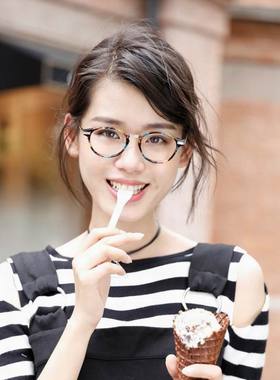 漂亮女生眼镜架小圆框TR90时尚超轻椭圆镜架文艺配近视眼镜m87006
