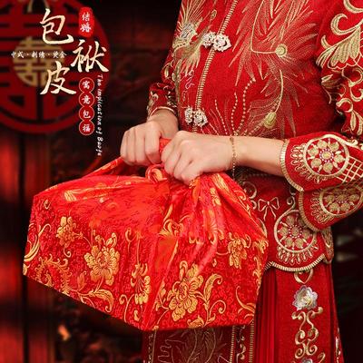 结婚专用红色包袱皮婚礼女方陪嫁嫁妆用品大全中式婚庆喜盆包裹布