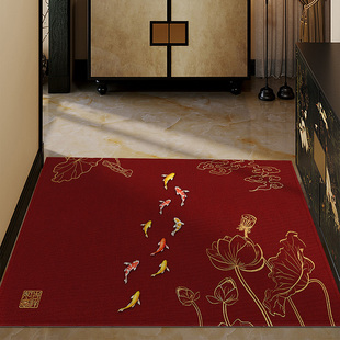 招财锦鲤入户门地垫进门垫防滑整铺玄关门垫定制新中式 蹭土脚垫子