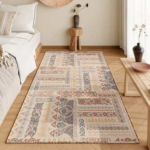 波西米亚民族风卧室床边毯长条轻奢高级色地毯主卧房间摩洛哥地垫