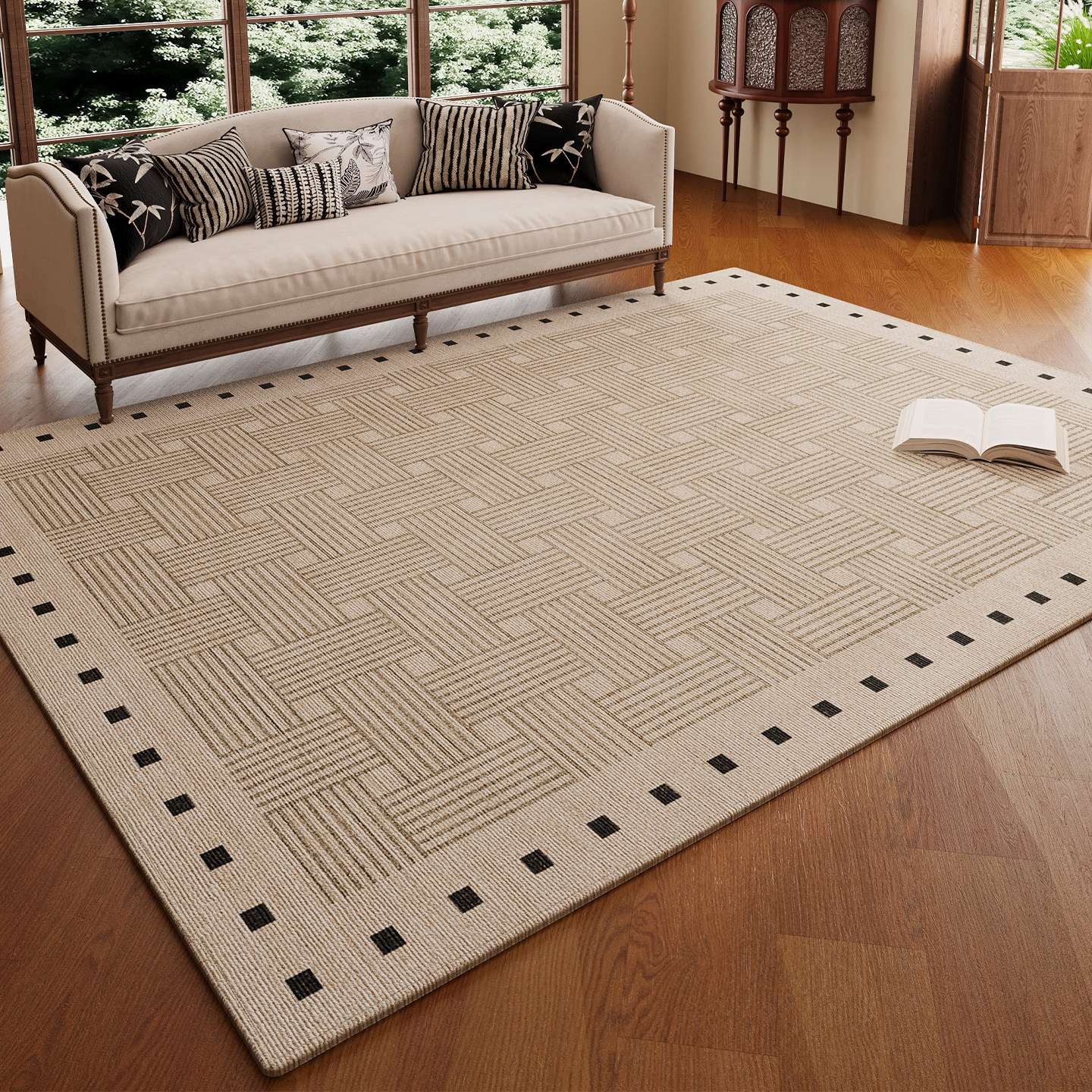 地毯客厅2025新款中古风免洗可擦高级感沙发茶几防水防污复古地垫,居家布艺,地毯,淘宝优惠券,粉丝福利购,淘宝优惠卷