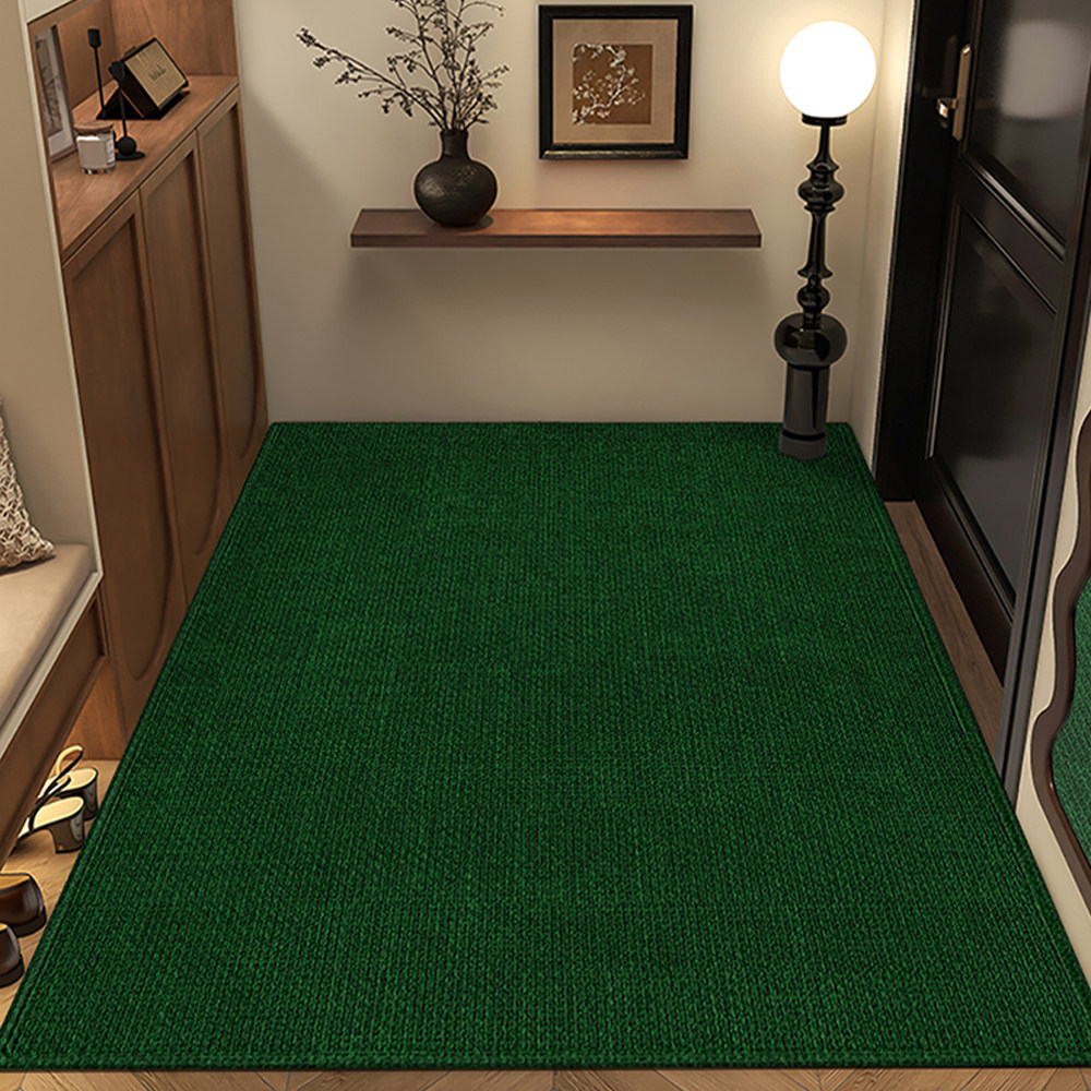 绿色圈绒玄关地毯轻奢定制