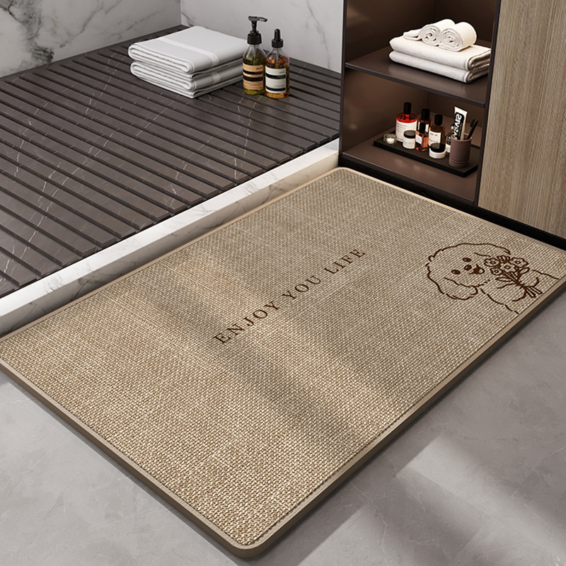 超防滑亚麻编织卫生间地垫卡通家用厕所门口速干脚垫浴室吸水地毯,居家布艺,家用脚垫,淘宝优惠券,粉丝福利购,淘宝优惠卷