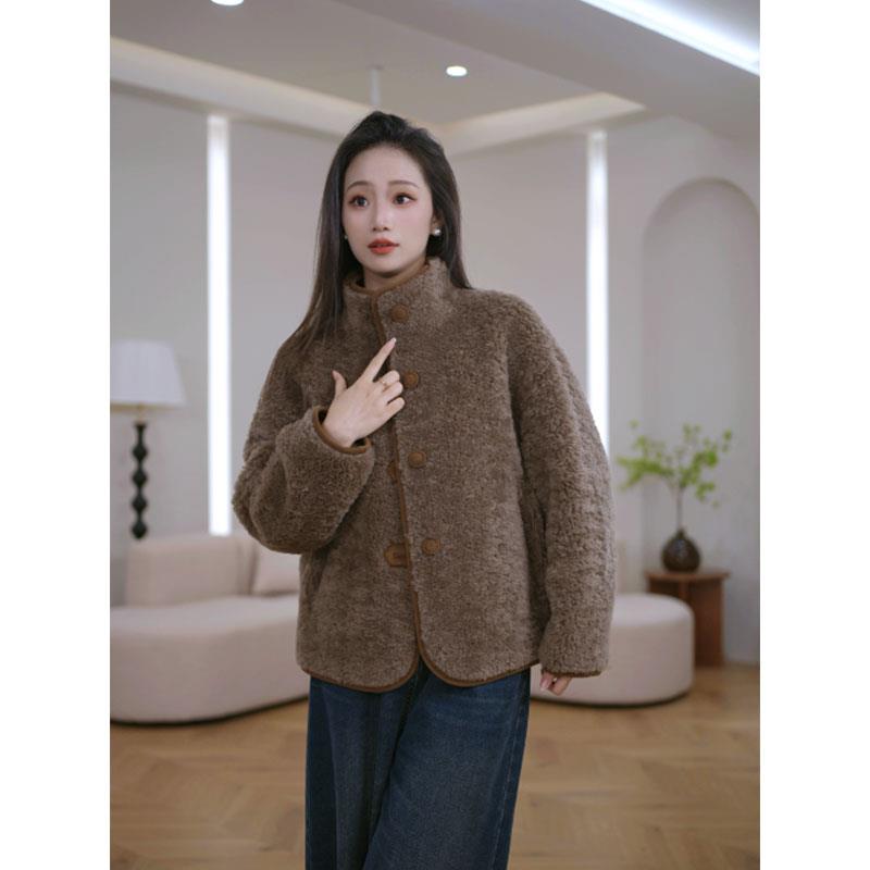 TF121海宁2025新款100%绵羊毛双面穿休闲外套宽松显瘦皮草大衣