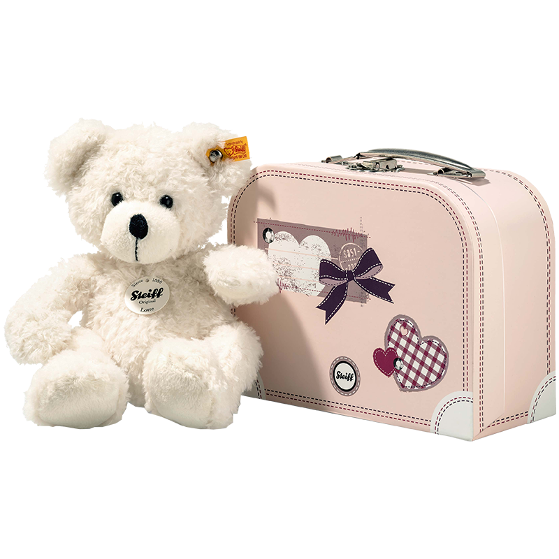steiff德国史戴芙毛绒玩具公仔礼盒装 28cm泰迪熊带手提箱玩偶