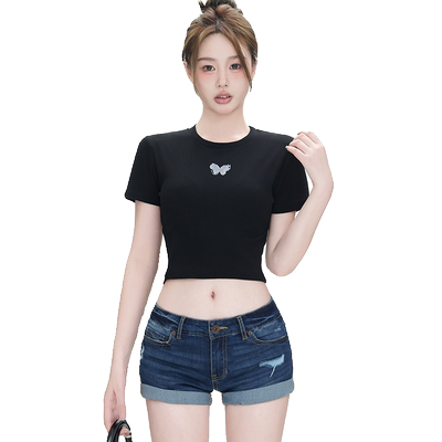 KRO辣妹短袖T修身显瘦短款