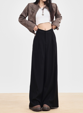 KRO阔腿西装裤女2023早秋新款显瘦宽松垂坠感百搭拖地休闲裤子