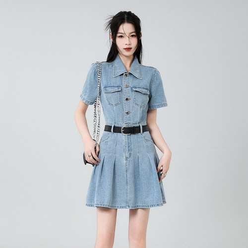 KRO港风牛仔连衣裙收腰显瘦