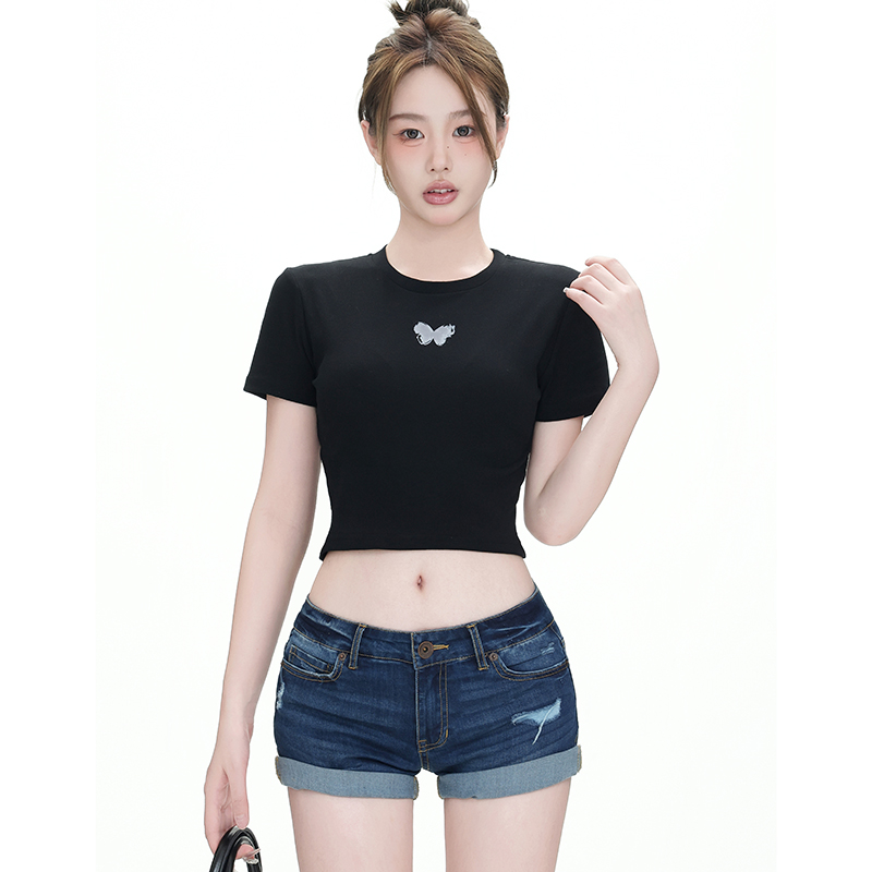 KRO辣妹短袖T修身显瘦短款