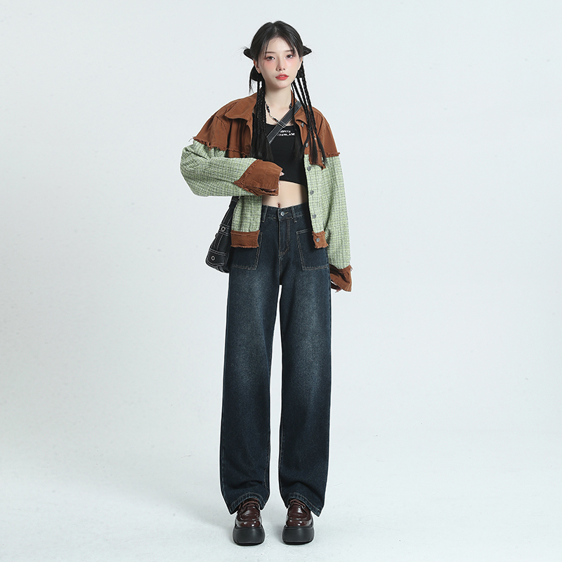 KRO高腰牛仔裤2022春夏显瘦直筒