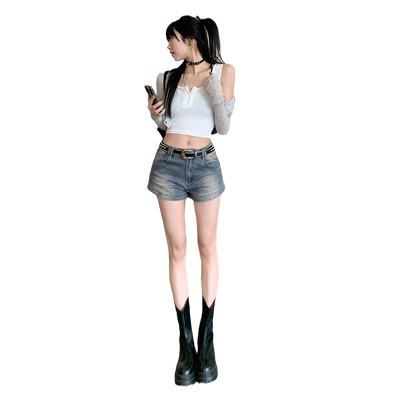 KROa字包臀热裤高腰显瘦性感