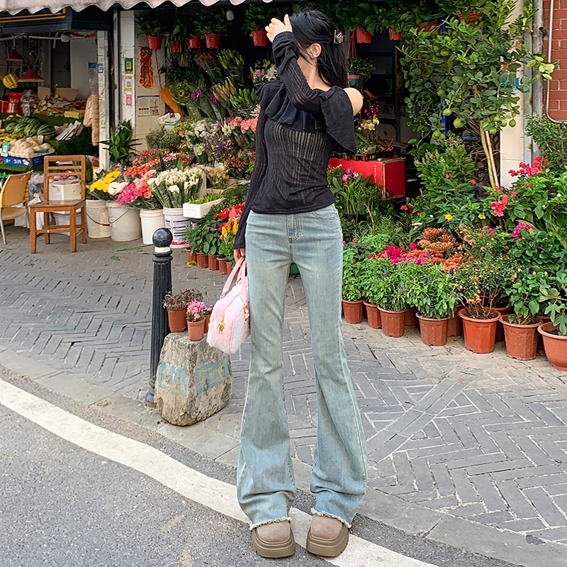 KRO微喇叭女高腰2022拖地长裤