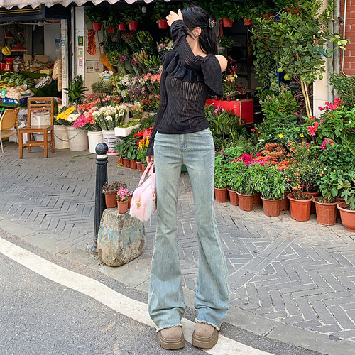 KRO微喇叭女高腰2022拖地长裤