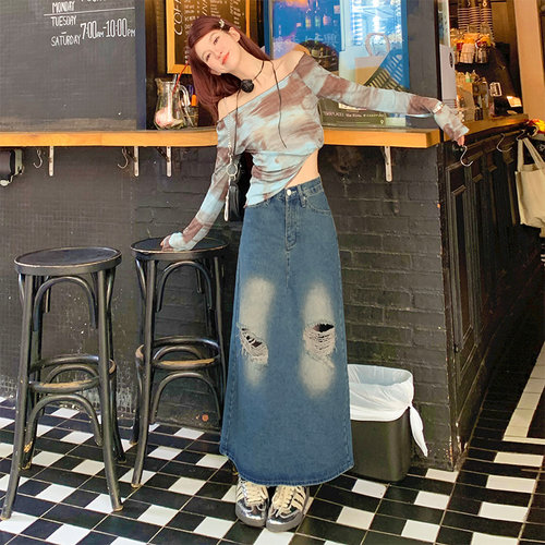 KRO牛仔半身裙显瘦百搭