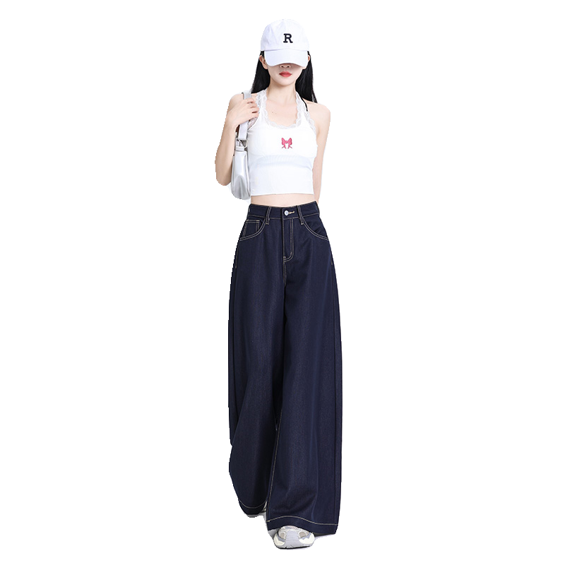 KRO原牛色阔腿牛仔裤女新款慵牛仔裤