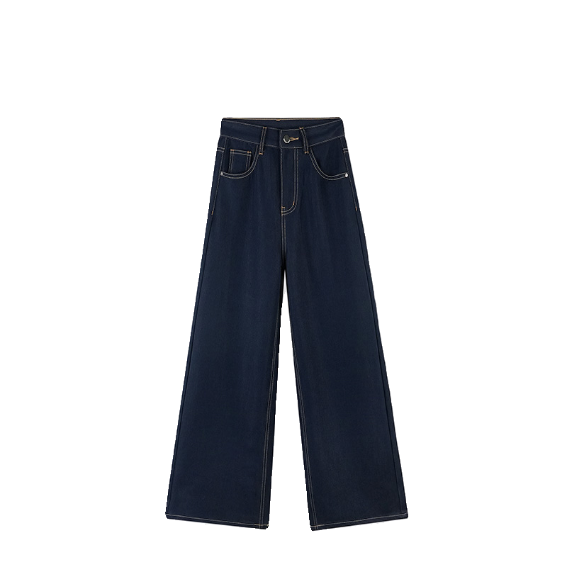 KRO原牛色九分直筒牛仔裤女2025新款百搭垂感高腰显瘦拖地长裤