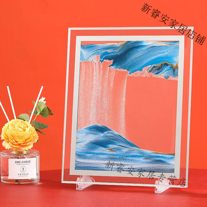 创意解压3D立体流沙画沙漏摆件动态玻璃圆形山水艺术家居装饰礼物图片