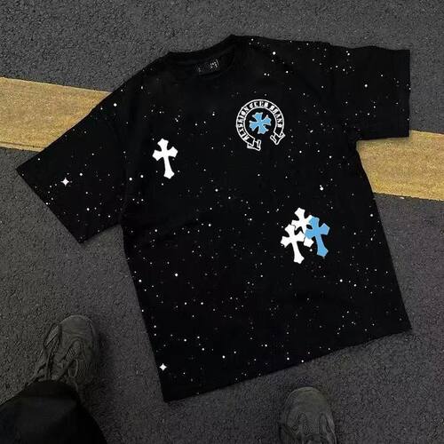 夏天纯棉满天星t恤中大童宽松圆领短袖印花百搭潮流体恤汗衫上衣