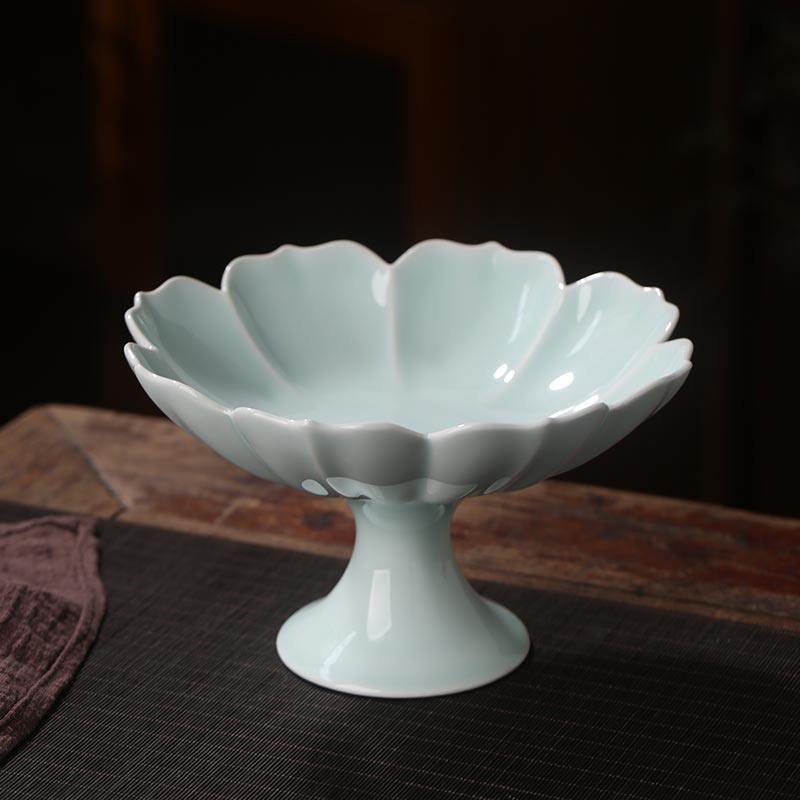 陶瓷莲花盘高脚果盘菜盘点心盘