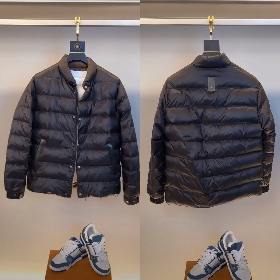 直播款-欧美休闲男士冬季立领设计师款棉服新款外套几何Logo