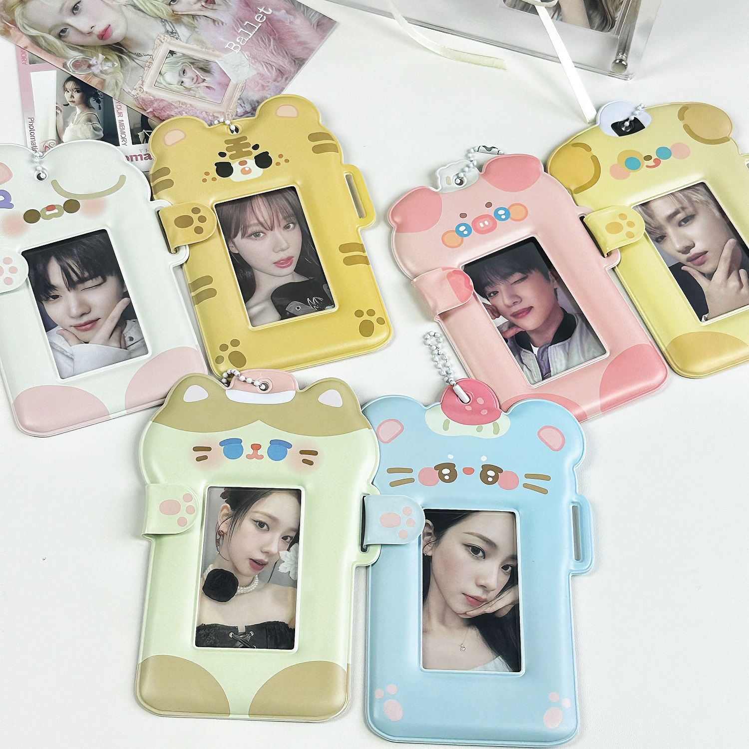 好朋友拉手手CP粉小动物皮质卡套3寸追星小卡展示收纳可爱保护套