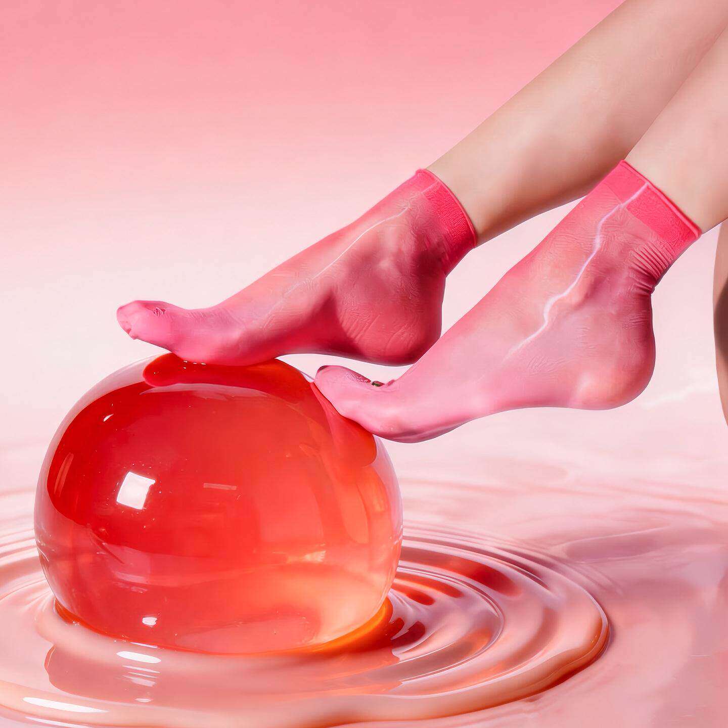 栩秘【糖果果冻短丝】3D极光短袜超薄透明性感女黑丝彩色油亮短袜