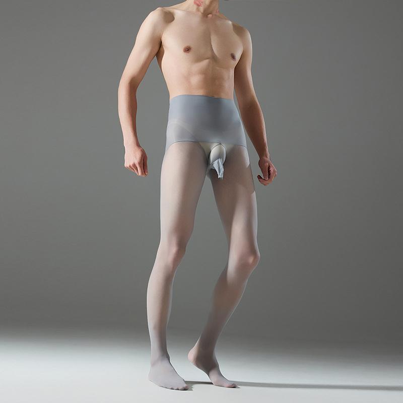 夏季360无缝高腰男士丝袜薄款性感丝滑油亮黑丝马油飞机套连裤袜