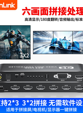 屏幕拼接器拼接屏分配器hdmi一进六出四出4K高清六个液晶电视显示