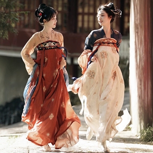 原创汉服女【容容】唐制复原款对襟上襦齐胸襦裙成人套装春夏季款