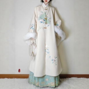 原创汉服女【钟灵记-镜花水月】明制加绒加厚长袄马面裙冬季套装