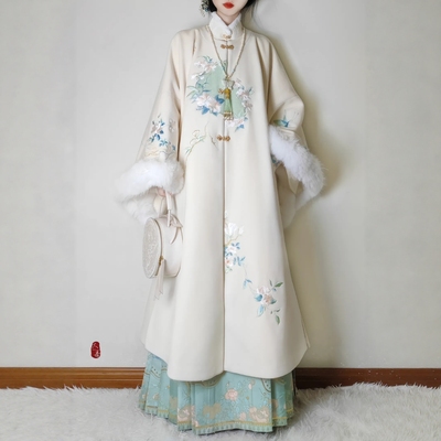 原创汉服女【钟灵记-镜花水月】明制加绒加厚长袄马面裙冬季套装