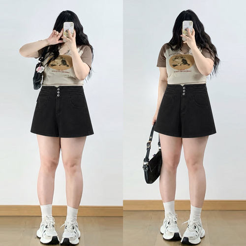 胖mm特大码辣妹风百搭减龄短裤女
